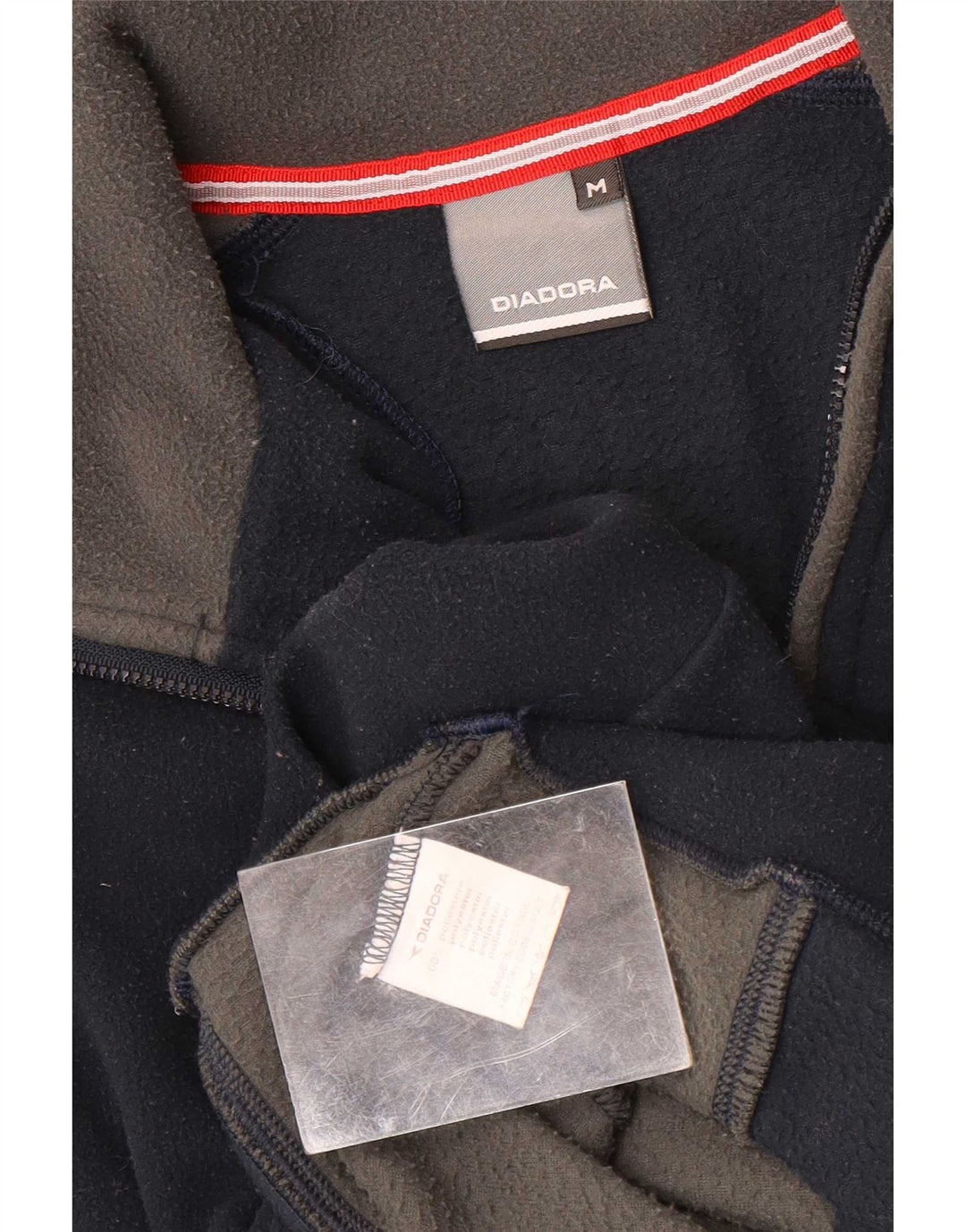 Diadora Mens Zip Neck Fleece Jumper Medium Navy Blue Colourblock Polyester