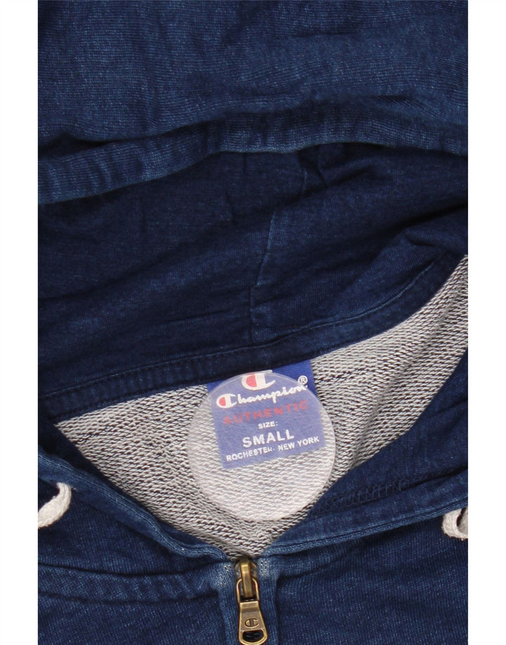 CHAMPION Mens Graphic Zip Hoodie Sweater Small Navy Blue