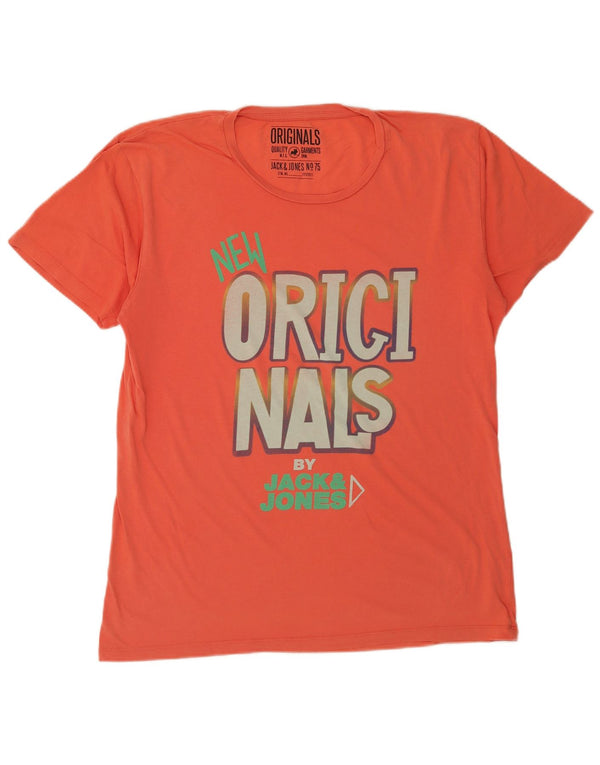 Jack & Jones Mens Graphic T-Shirt Top 2XL Orange