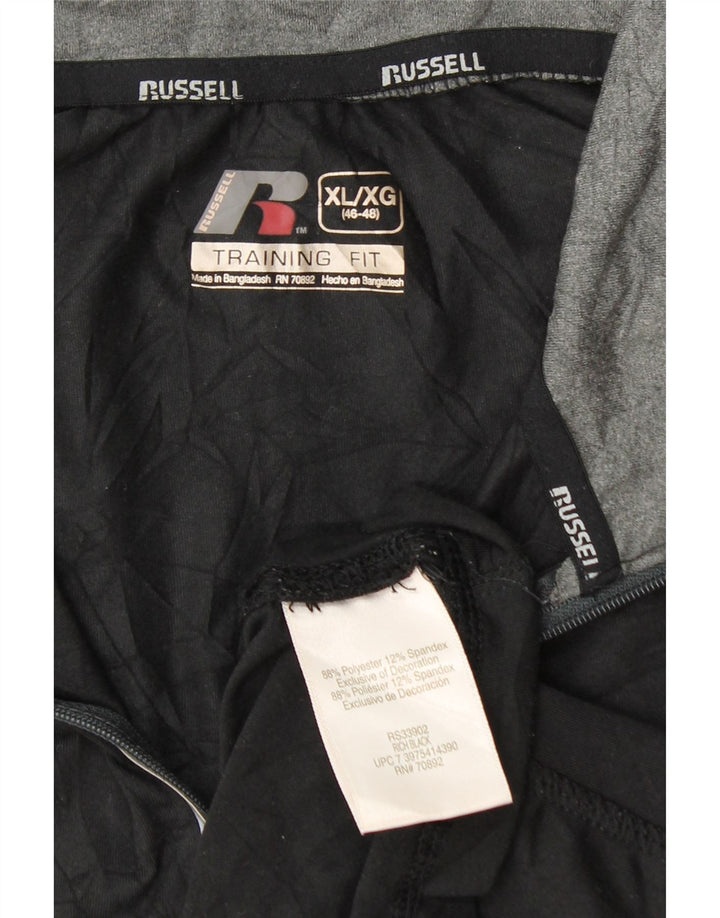 Russell Athletic Mens Dri-Power Zip Neck Top Long Sleeve XL Black Polyester