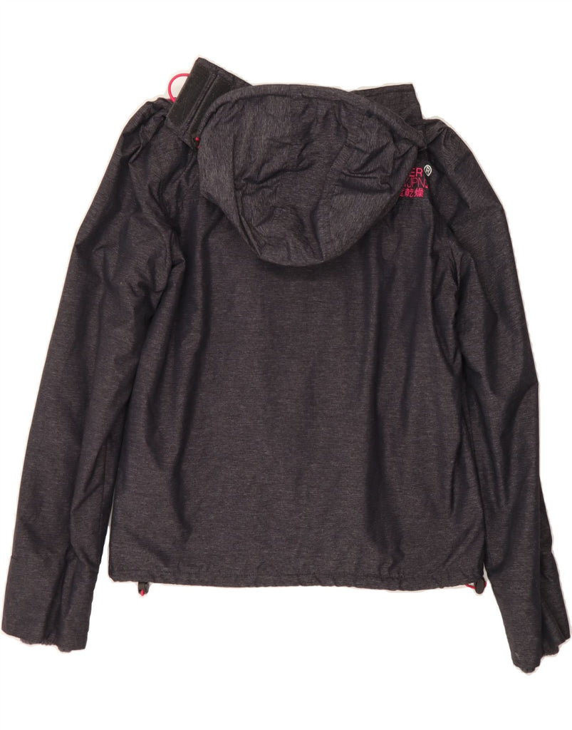 SUPERDRY Womens Hooded Windbreaker Jacket UK 18 XL Grey Flecked Nylon Vintage Superdry and Second-Hand Superdry from Messina Hembry 