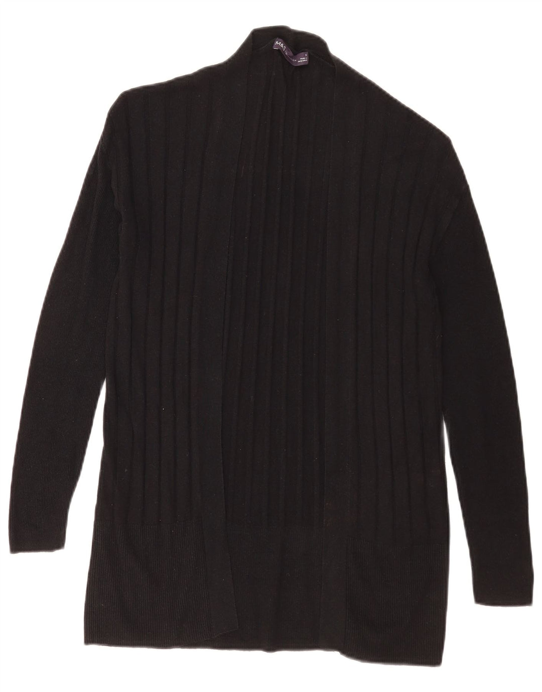 Marks & Spencer Womens Open Cardigan Sweater UK 10 Small Black Striped