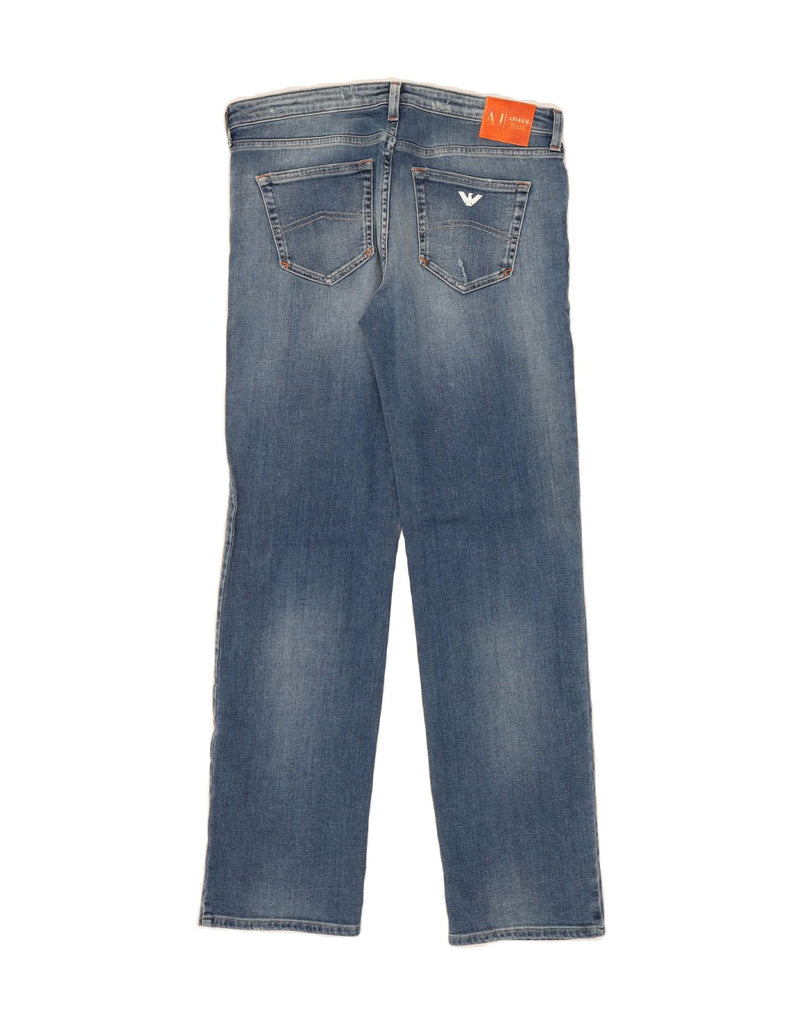 ARMANI Womens Distressed Straight Jeans W29 L30 Blue Cotton Vintage Armani and Second-Hand Armani from Messina Hembry 