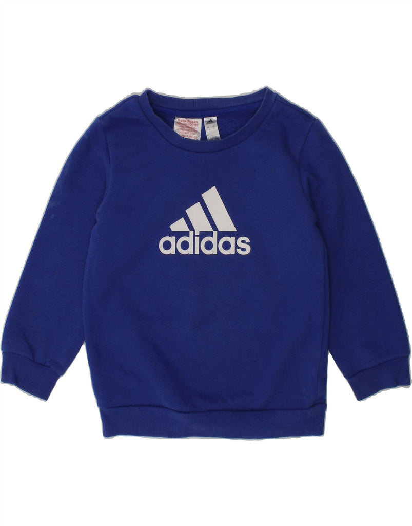 ADIDAS Boys Graphic Sweatshirt Jumper 2-3 Years Blue Cotton | Vintage Adidas | Thrift | Second-Hand Adidas | Used Clothing | Messina Hembry 