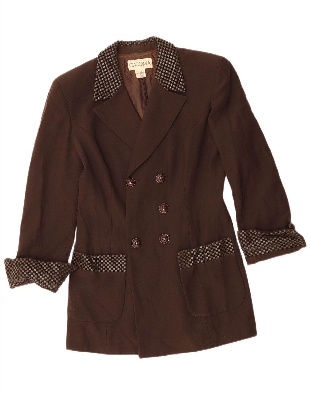 Caloma Womens Longline Blazer Jacket IT 44 Medium Brown Geometric