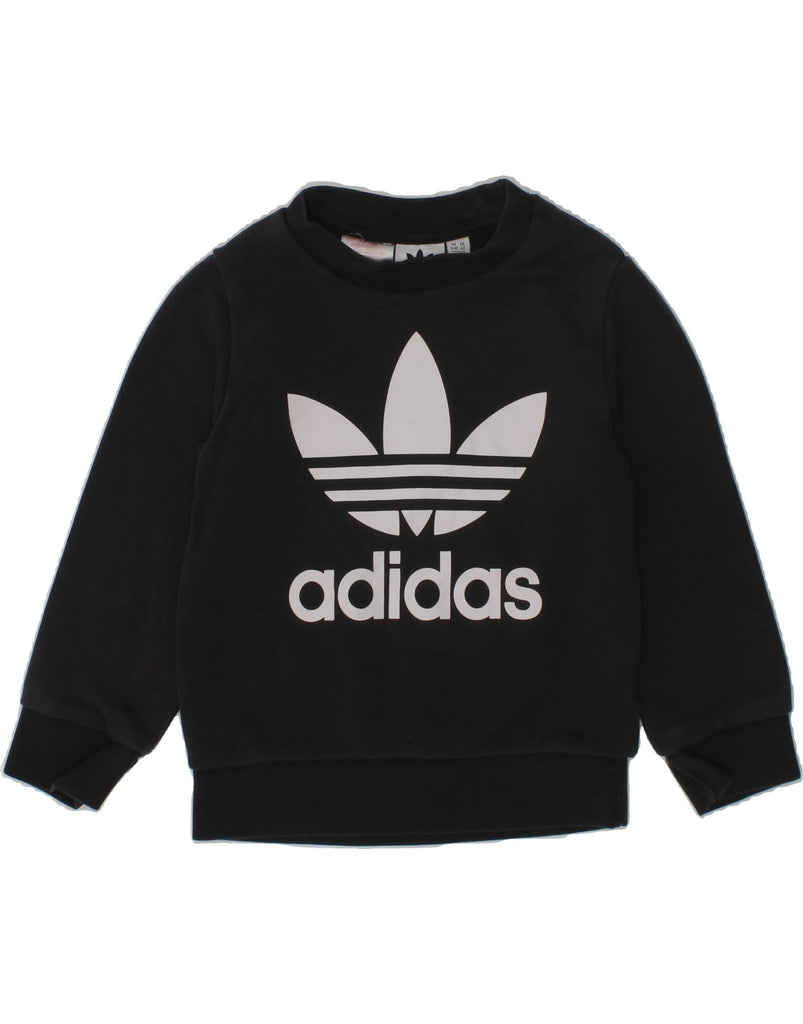 ADIDAS Boys Graphic Sweatshirt Jumper 3-4 Years Black Cotton | Vintage Adidas | Thrift | Second-Hand Adidas | Used Clothing | Messina Hembry 