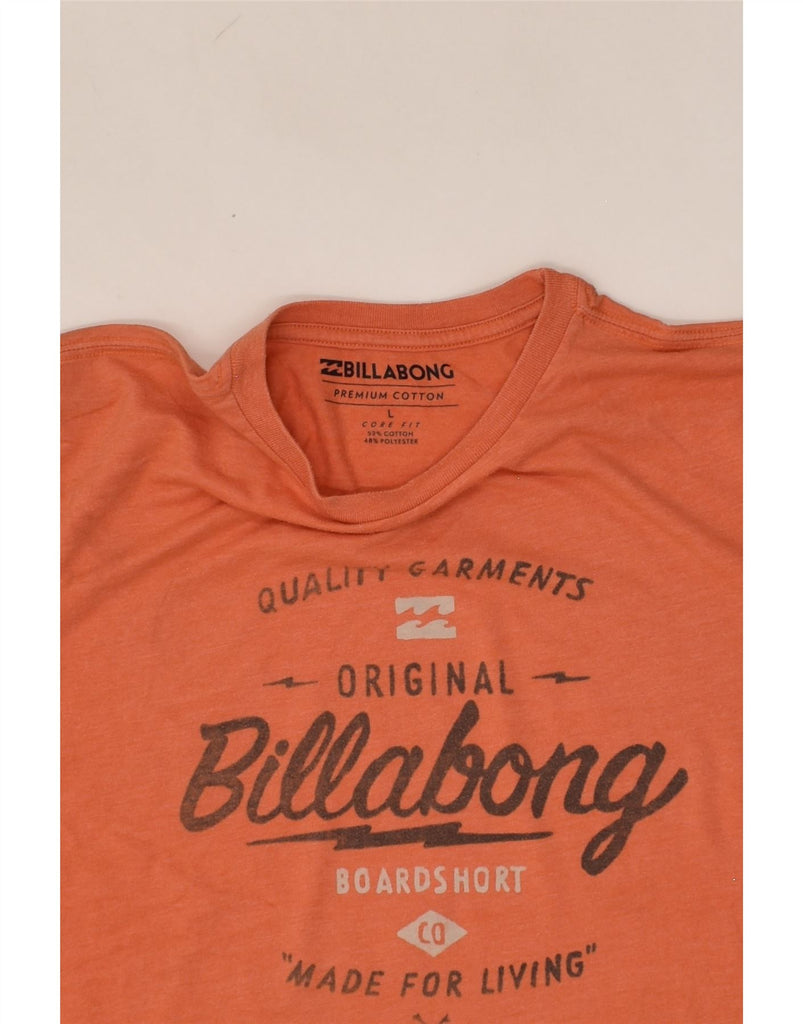 BILLABONG Mens Core Fit Graphic T-Shirt Top Large Orange Cotton | Vintage Billabong | Thrift | Second-Hand Billabong | Used Clothing | Messina Hembry 