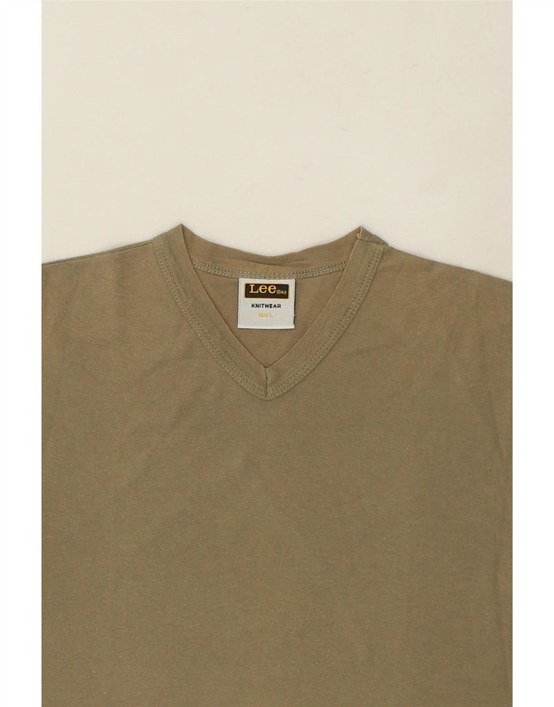 LEE Womens T-Shirt Top UK 14 Large Khaki Cotton Vintage Lee and Second-Hand Lee from Messina Hembry 