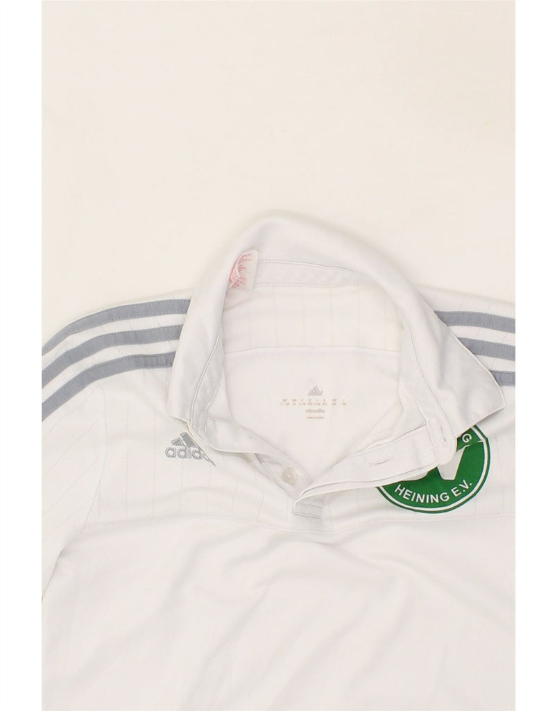 ADIDAS Boys Polo Shirt 11-12 Years White Polyester Vintage Adidas and Second-Hand Adidas from Messina Hembry 