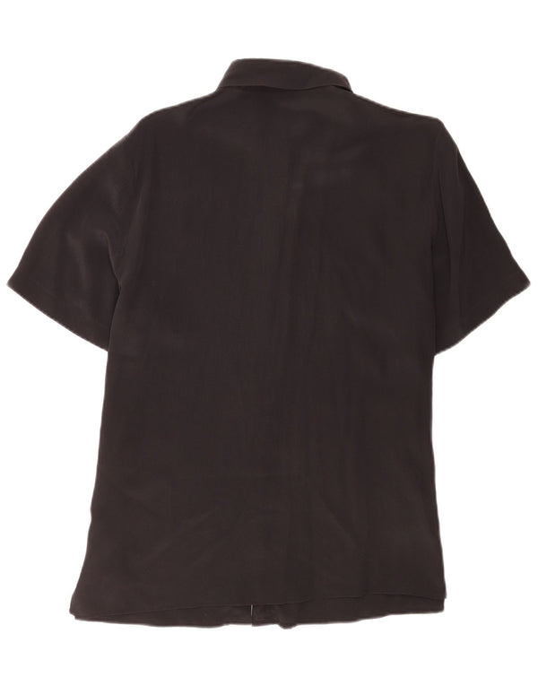 Vintage Womens Short Sleeve Regular Shirt EU 40 Medium Black Silk