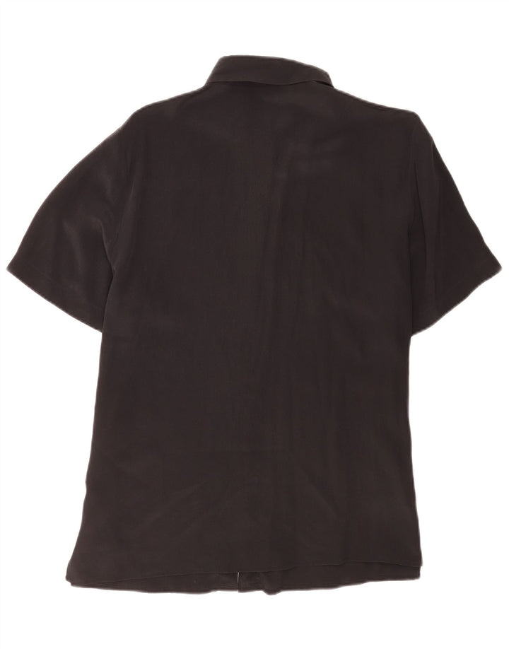 Vintage Womens Short Sleeve Regular Shirt EU 40 Medium Black Silk