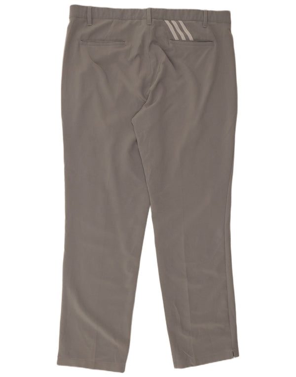 Adidas Mens Straight Chino Trousers W38 L32 Grey Polyester
