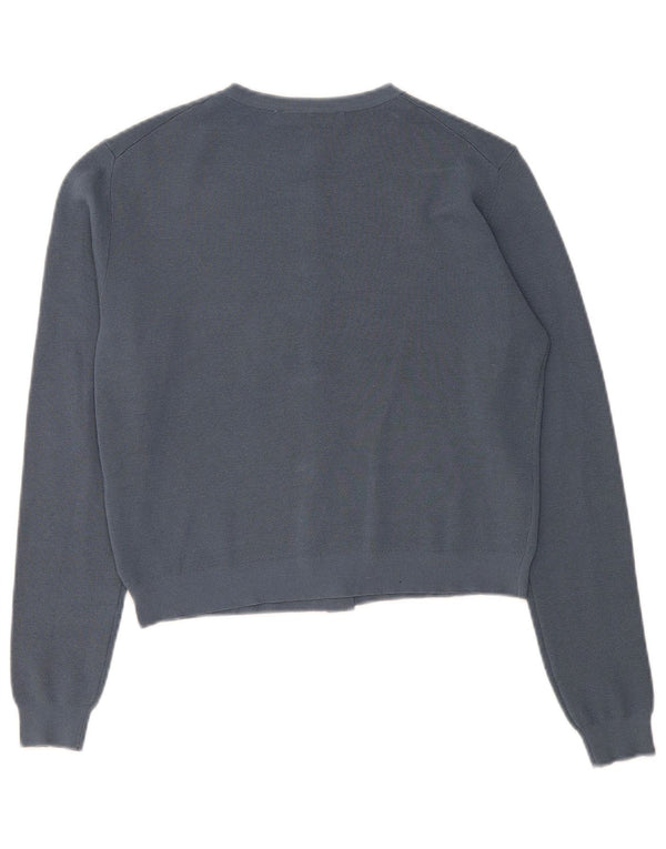 Zara Womens Crop Cardigan Sweater UK 10 Small Navy Blue Viscose