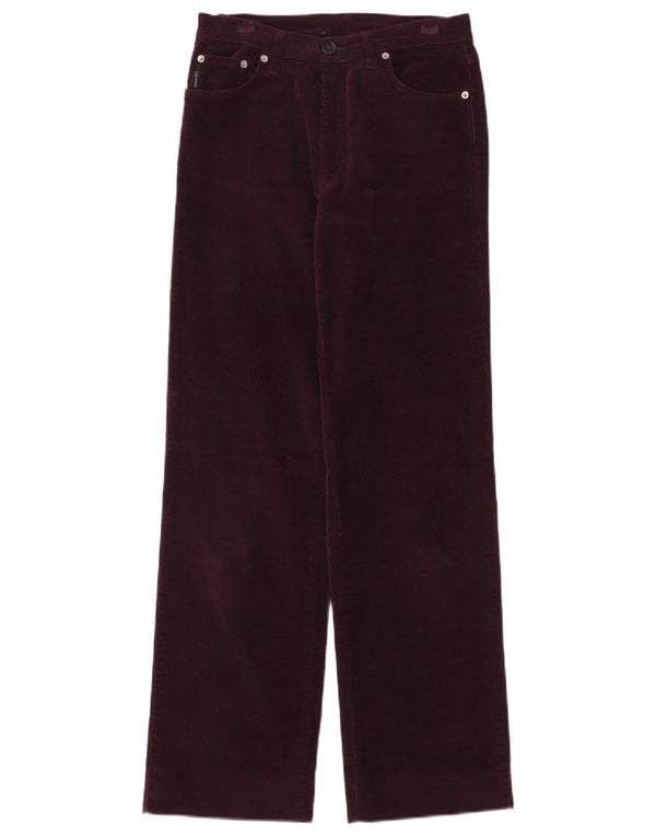 Iceberg Womens Straight Corduroy Trousers W29 L30 Burgundy Cotton