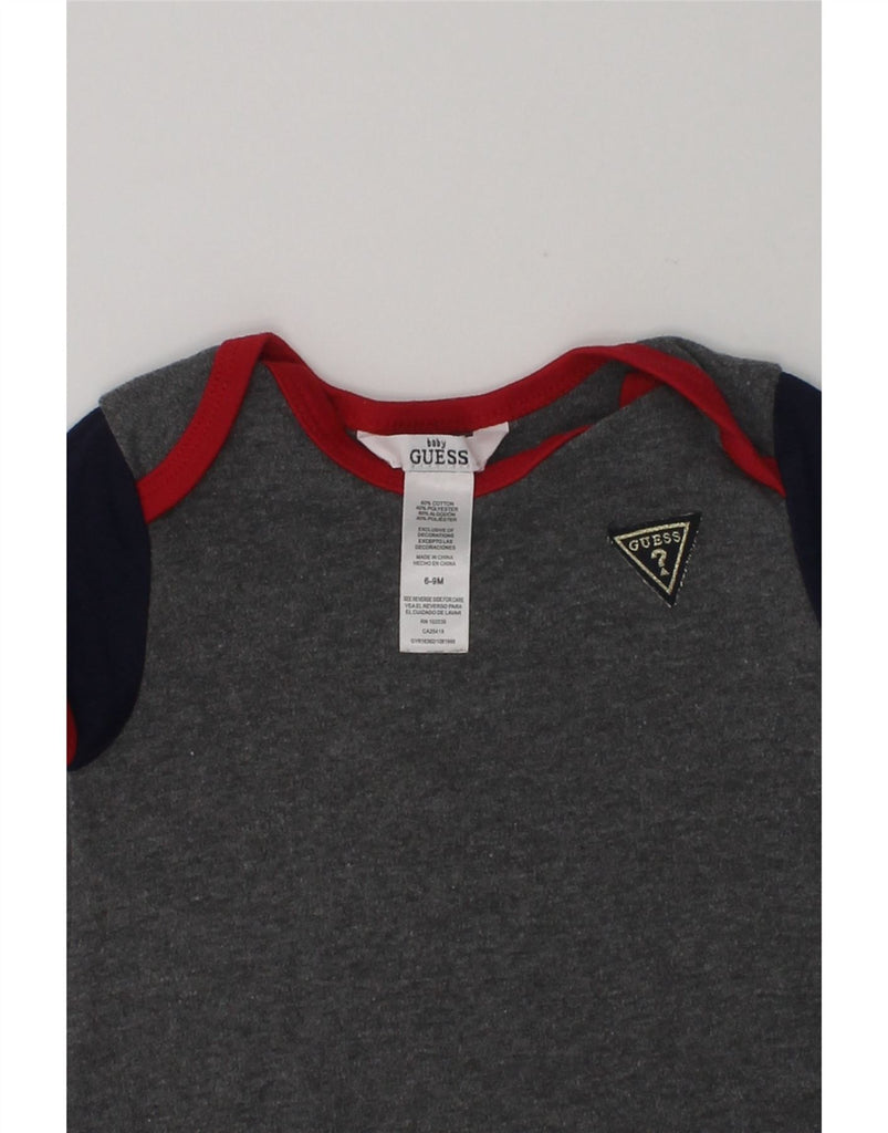 GUESS Baby Boys Bodysuit 6-9 Months Grey Colourblock Cotton | Vintage Guess | Thrift | Second-Hand Guess | Used Clothing | Messina Hembry 