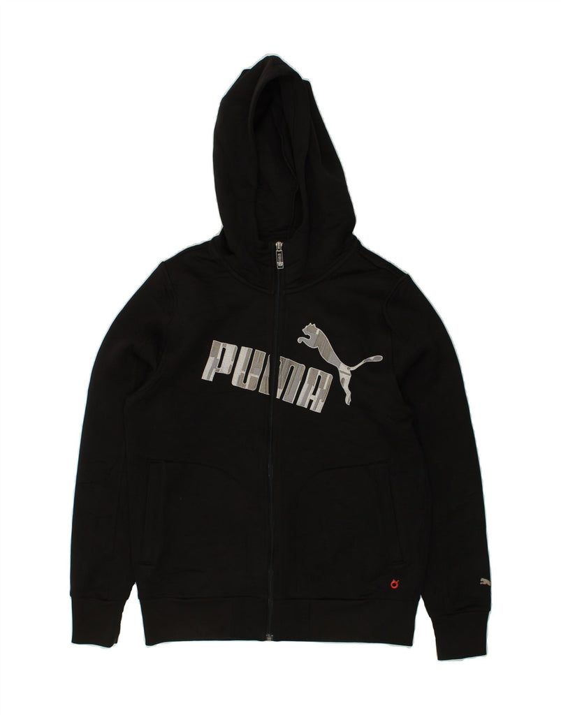 PUMA Mens Graphic Zip Hoodie Sweater Small Black Cotton | Vintage Puma | Thrift | Second-Hand Puma | Used Clothing | Messina Hembry 