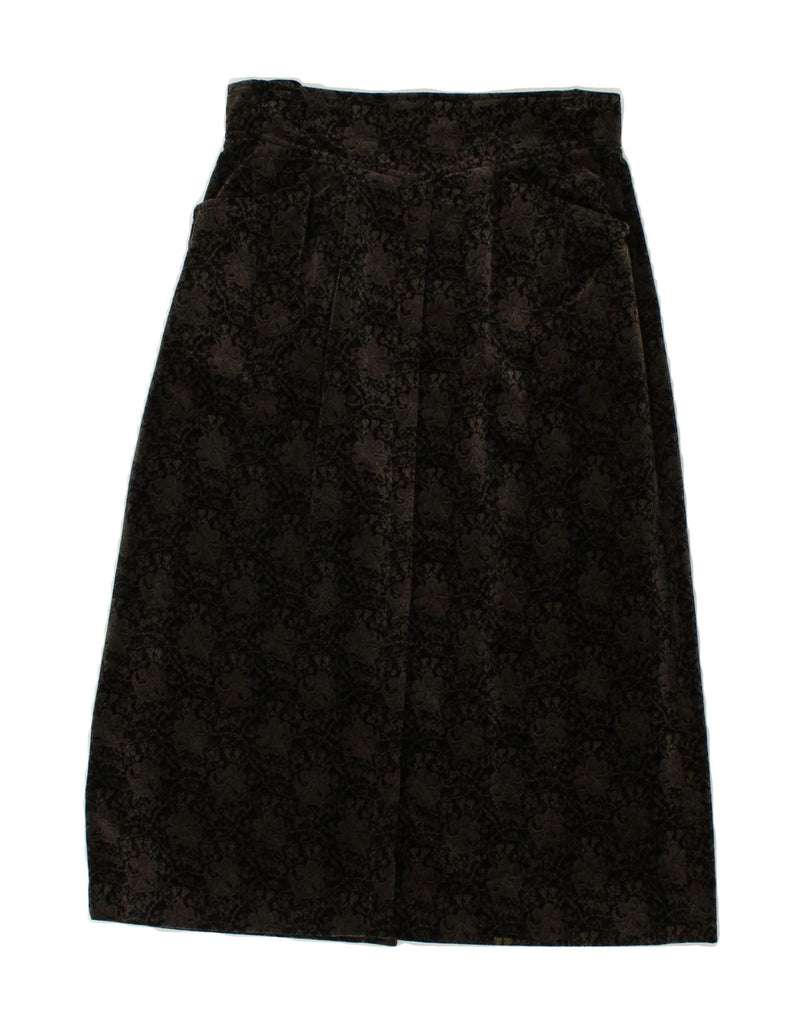 VINTAGE Womens Velvet A-Line Skirt W26 Small  Black Floral Acetate | Vintage Vintage | Thrift | Second-Hand Vintage | Used Clothing | Messina Hembry 