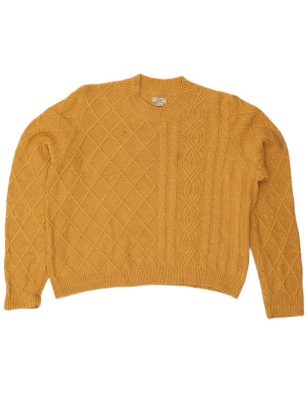 Fat Face Womens Crew Neck Jumper Sweater UK 24 4XL Yellow Cotton