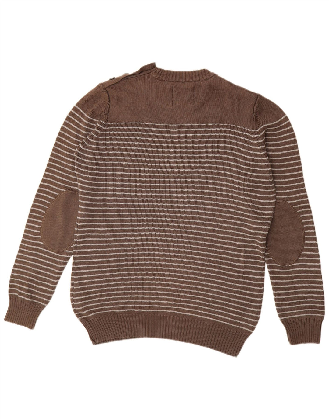 JULES Mens Crew Neck Jumper Sweater Large Brown Striped Cotton