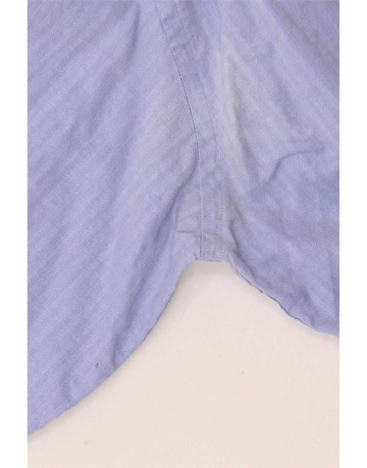 Tommy Hilfiger Mens Shirt Size 16 Large Blue Herringbone Cotton