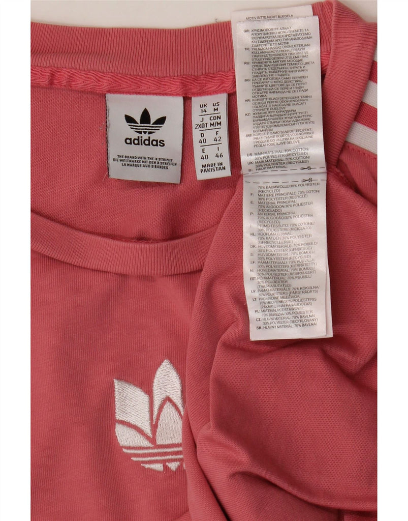 ADIDAS Womens Graphic T-Shirt Top UK 14 Large Pink Cotton Vintage Adidas and Second-Hand Adidas from Messina Hembry 
