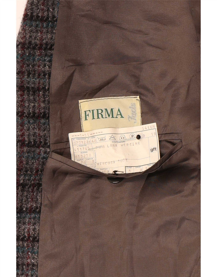 FIRMA Mens 3 Button Blazer Jacket UK 40 Large Multicoloured Check Wool