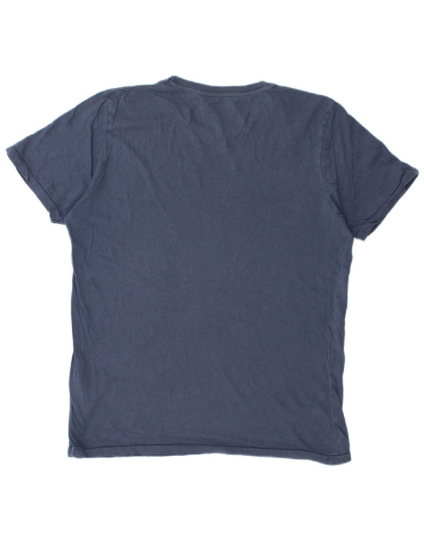 Jack & Jones Mens Graphic T-Shirt Top Large Navy Blue Cotton