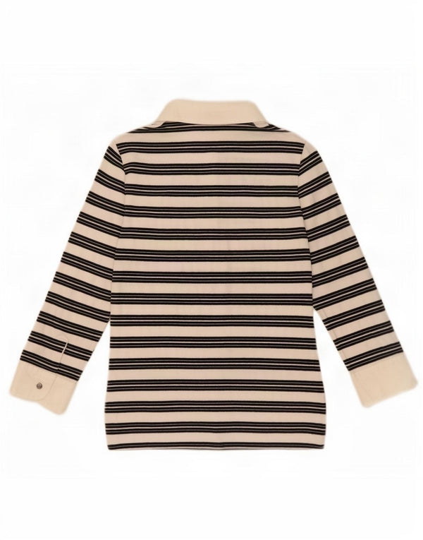 Emmanuel Schvili Womens 3/4 Sleeve Shirt Blouse IT 42 Medium White Striped