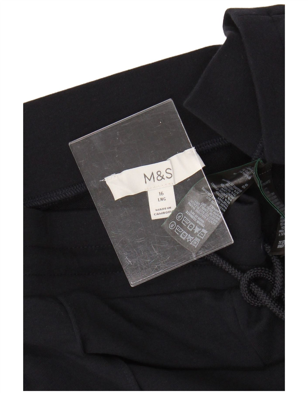 Marks & Spencer Womens Tracksuit Trousers UK 16 Large Navy Blue Cotton