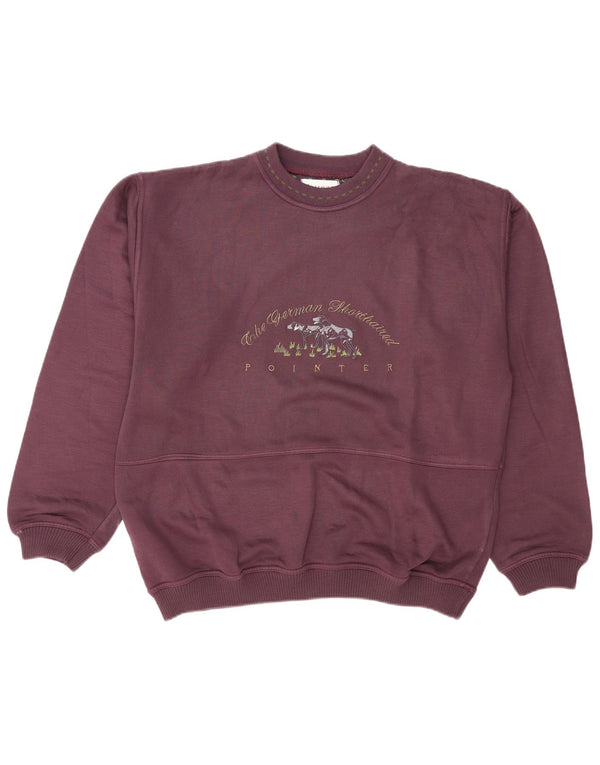 Vintage Mens Graphic Sweatshirt Jumper XL Maroon Cotton