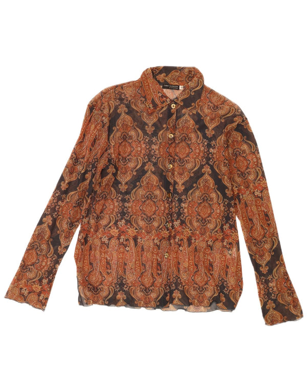 Sara Glenzer Womens See Through Shirt Blouse EU 46 XL Brown Paisley