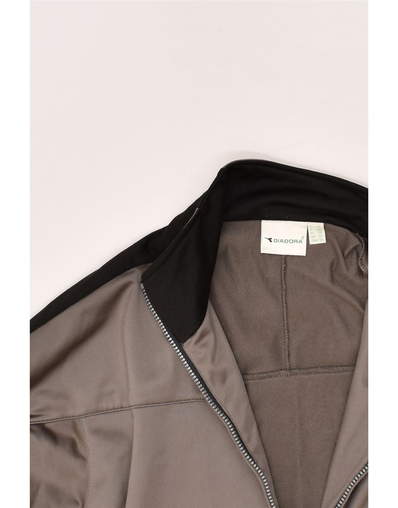 DIADORA Womens Tracksuit Top Jacket UK 12 Medium  Grey Polyester | Vintage Diadora | Thrift | Second-Hand Diadora | Used Clothing | Messina Hembry 