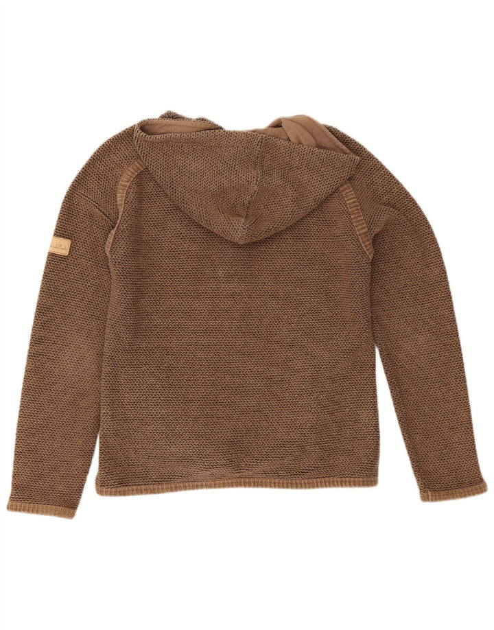 Weird Fish Womens Oversized Zip Hoodie Sweater UK 10 Small Brown Cotton