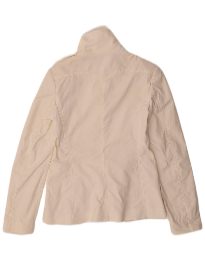 PINKO Womens Military Jacket UK 10 Small Off White Polyamide