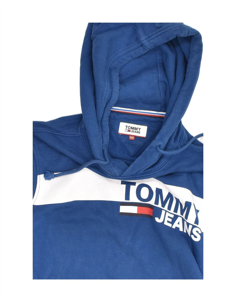 TOMMY JEANS Mens Graphic Hoodie Jumper XS Blue Cotton | Vintage Tommy Jeans | Thrift | Second-Hand Tommy Jeans | Used Clothing | Messina Hembry 