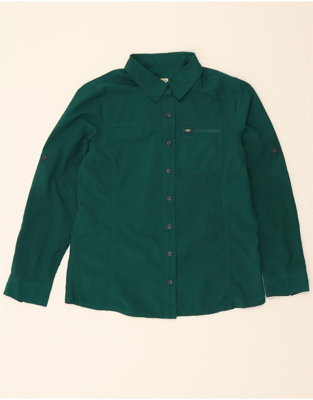 L.L.BEAN Womens Shirt UK 14 Medium Green Polyester Vintage L.L.Bean and Second-Hand L.L.Bean from Messina Hembry 