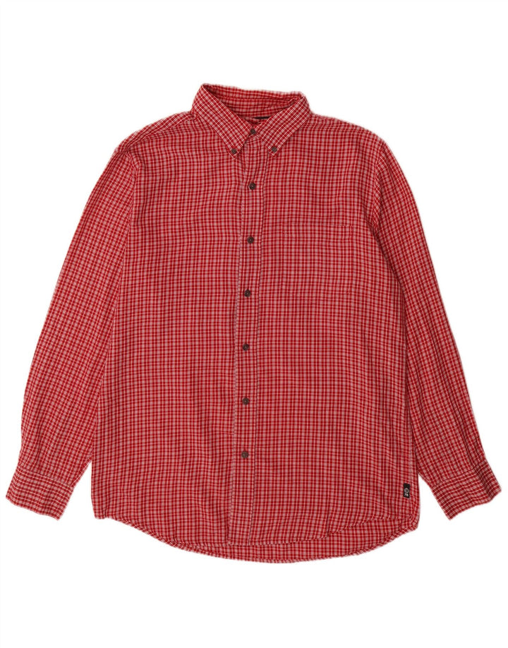 Chaps Mens Flannel Shirt Medium Red Check Cotton