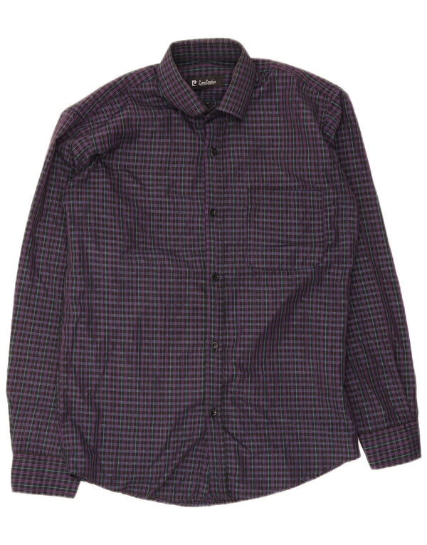 Pierre Cardin Mens Regular Fit Shirt Size 15 Medium Purple Check