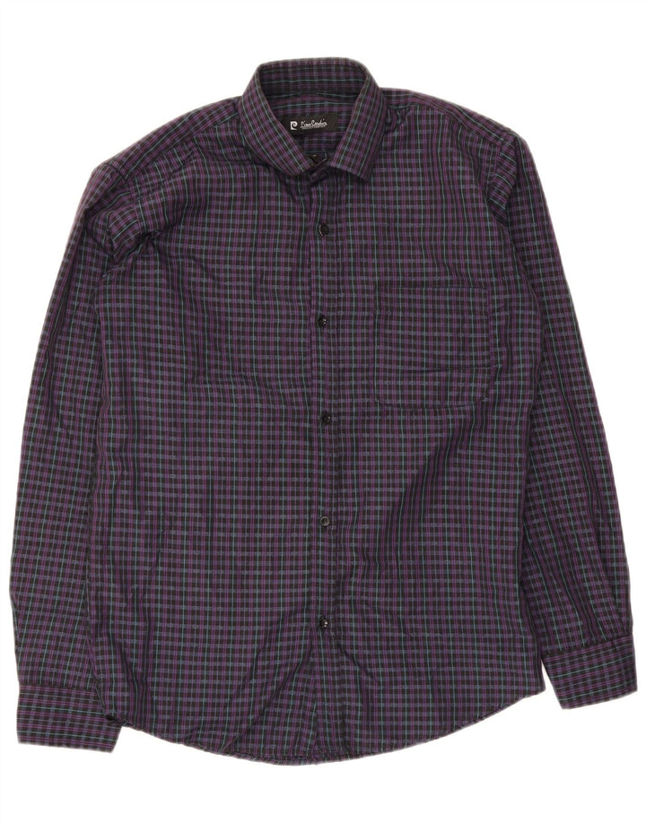 Pierre Cardin Mens Regular Fit Shirt Size 15 Medium Purple Check