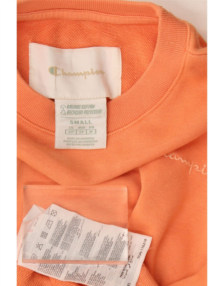 Champion Womens Oversized Sweatshirt Jumper UK 10 Small Orange Cotton