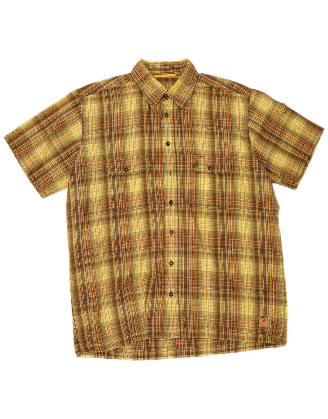 Camel Active Mens Short Sleeve Shirt Large Yellow Check