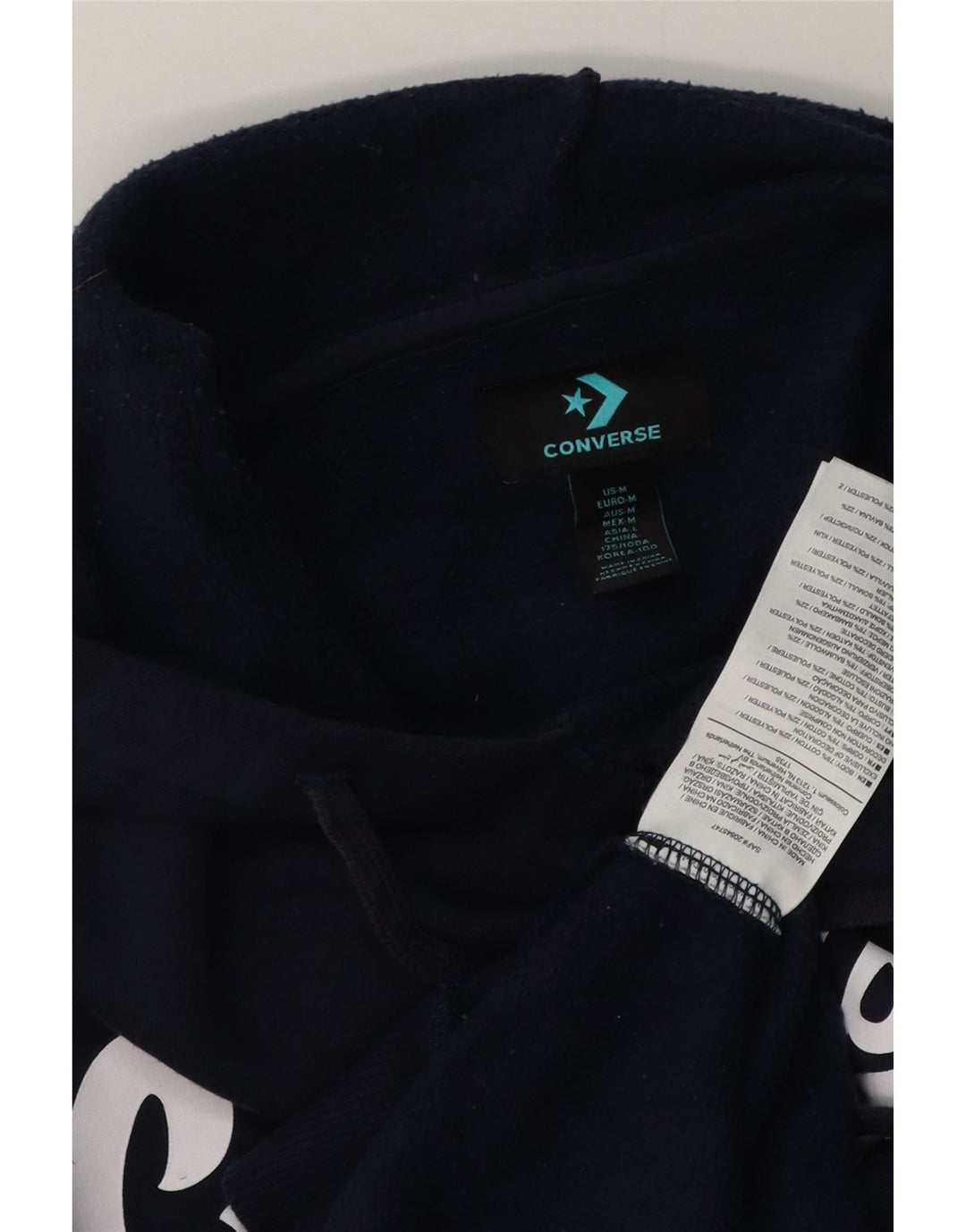 Converse Mens Graphic Hoodie Jumper Medium Navy Blue Cotton
