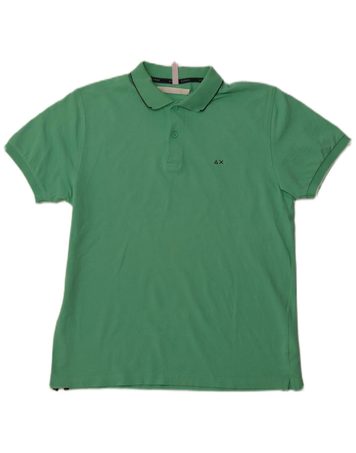SUNDEK Mens Polo Shirt Large Green Cotton