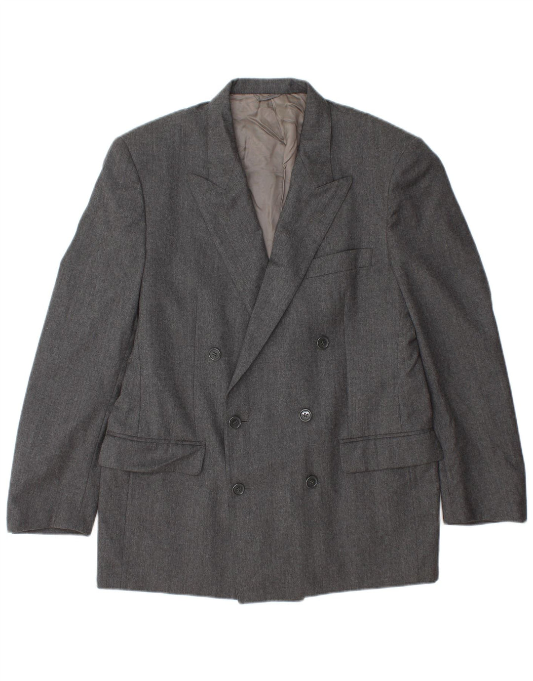 Vintage Mens Double Breasted Blazer Jacket IT 52 XL Grey Wool