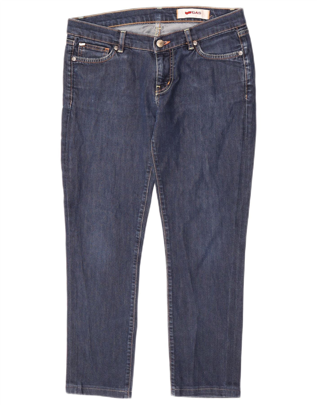 GAS Womens Crop Slim Jeans W29 L24 Blue Cotton