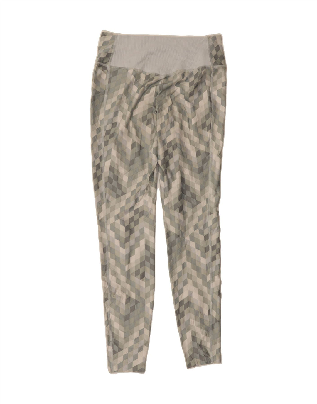 NIKE Womens Dri Fit Leggings UK 12 Medium  Grey Geometric Polyester Vintage Nike and Second-Hand Nike from Messina Hembry 
