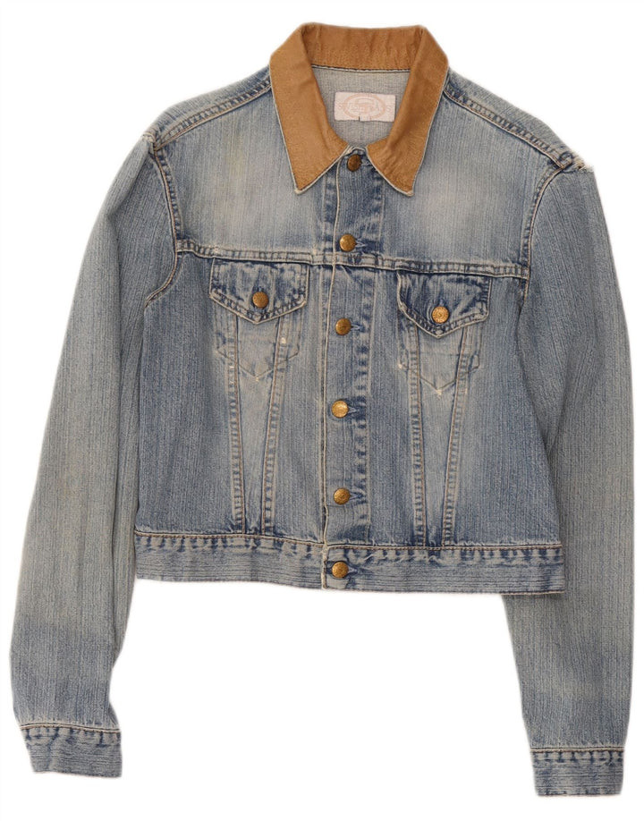 Swish Womens Crop Denim Jacket UK 14 Medium Blue