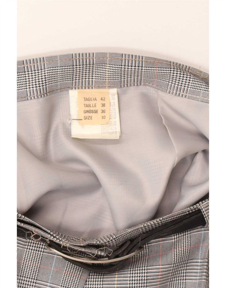 Vintage Womens Wrap Skirt UK 10 Small W27 Grey Houndstooth Polyester