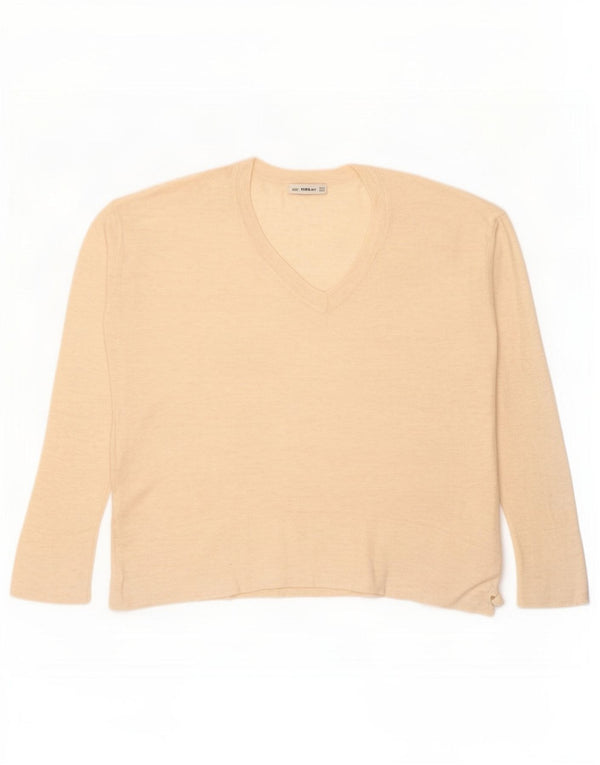Zara Womens Oversized Top Long Sleeve UK 14 Medium Beige Flecked