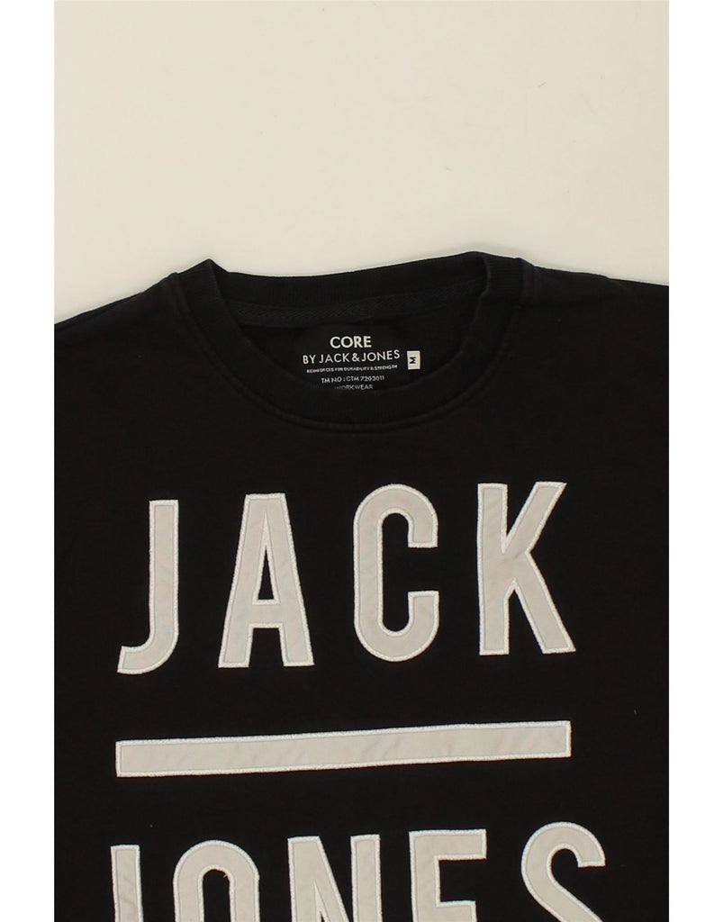 JACK & JONES Mens Graphic Sweatshirt Jumper Medium Black Cotton | Vintage Jack & Jones | Thrift | Second-Hand Jack & Jones | Used Clothing | Messina Hembry 